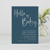 Minimalistisch Baby shower van Navy Blue White Boy Kaart (Staand voorkant)