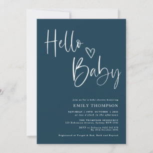 Minimalistisch Baby shower van Navy Blue White Boy Kaart