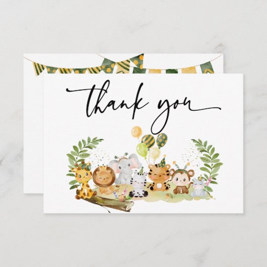 Minimalistisch Baby shower van Oerwoud Partij Hart Bedankkaart (Voorkant / Achterkant)