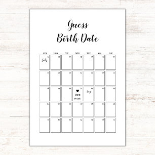 Minimalistisch Baby shower Vervaldatum Agenda Kaart