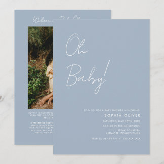 Minimalistisch Baby shower voor foto-QR-code Kaart