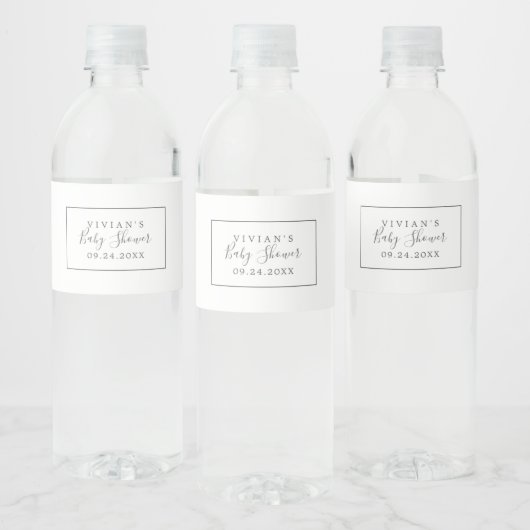 Minimalistisch Baby shower Waterfles Etiket (Flessen)
