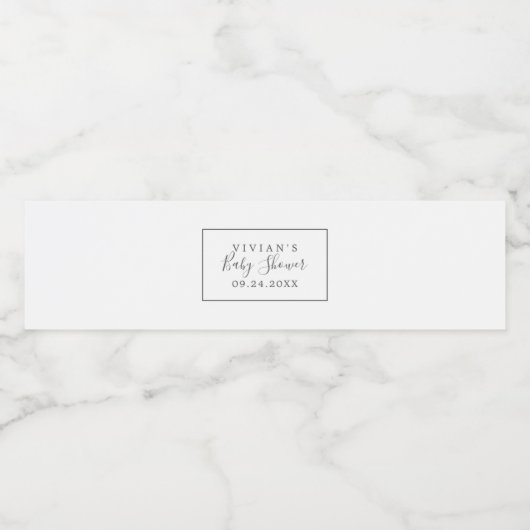 Minimalistisch Baby shower Waterfles Etiket (Enkel label)