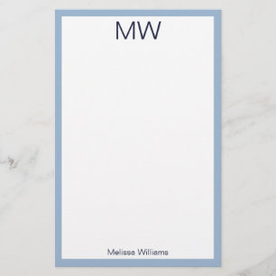 Minimalistisch Babyblauw & wit, persoonlijk geprog Briefpapier