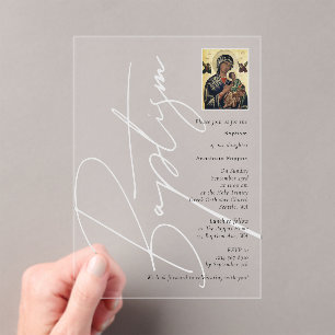 Minimalistisch baptisme Christening Grieks-orthodo Acryl Uitnodigingen