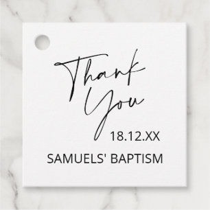 Minimalistisch baptisme Christening script Dank u Bedankjes Labels