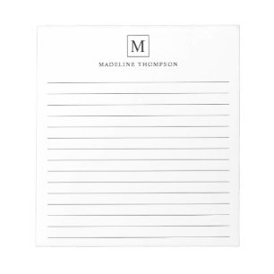 Minimalistisch Basic Black Monogram Square led Notitieblok