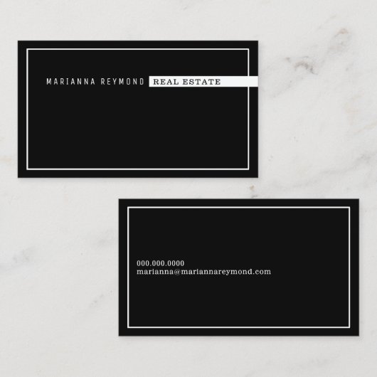 Minimalistisch basic & modern, onroerend goed zwar visitekaartje (Voorkant / Achterkant)