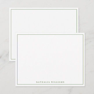 Minimalistisch Basic Personaliseer Moss Green Stat Notitiekaartje