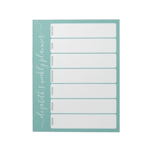 Minimalistisch Basic Weekly Planner modern script  Notitieblok (Gedraaid)