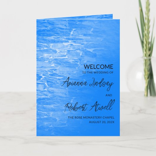 Minimalistisch Beach Azsure Blue Wedding Booklet Programma (Voorkant)