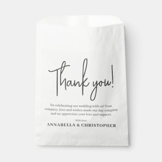 Minimalistisch bedankbriefje voor bruiloft bedankzakje (Voorkant)