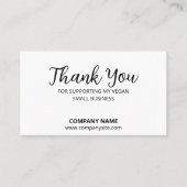 Minimalistisch bedankt, Vegan Small Visitekaartje (Voorkant)