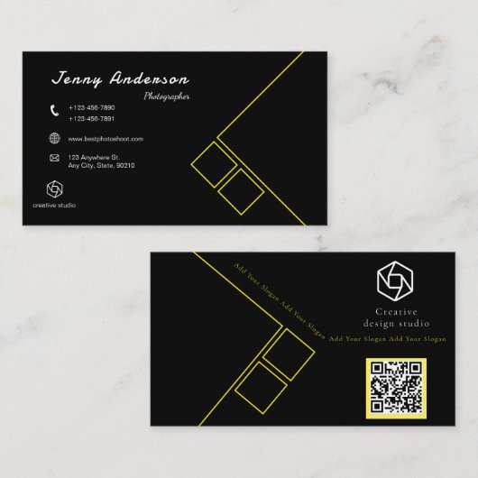 Minimalistisch bedrijf Logo QR Code Fotograaf Visitekaartje (Voorkant / Achterkant)