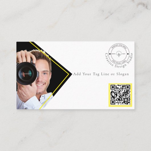 Minimalistisch bedrijf Logo QR Code Fotograaf Wit Visitekaartje (Achterkant)