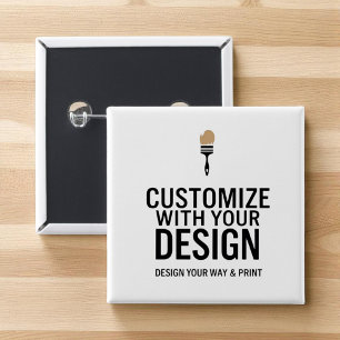 Minimalistisch Bedrijfs Merk Custom Persoonlijk Vierkante Button 5,1 Cm