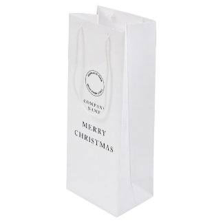 Minimalistisch bedrijfslogo Naam Prettig Kerstfees Wijn Cadeautas