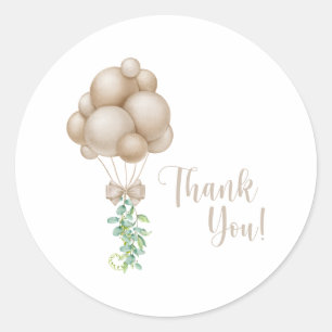 Minimalistisch Beige Ballonnen Boho Baby shower Ronde Sticker