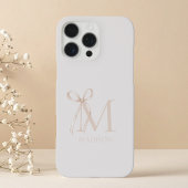 Minimalistisch Beige Bow Initiaal Monogram Case-Mate iPhone Case
