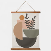 Minimalistisch beige en groene botanische hangend wandkleed (Voorkant)