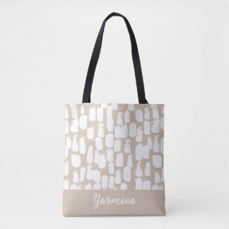 Minimalistisch beige en wit abstract motief draagtas