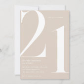 Minimalistisch Beige Modern Chic 21ste verjaardag Kaart (Voorkant)