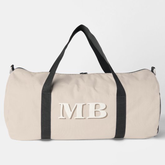 Minimalistisch Beige Modern Initiaal Monogram Plunjezak (Voorkant)