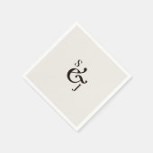 Minimalistisch beige Monogram Weddenschap Servet (Hoek)