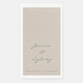 Minimalistisch Beige Taupe Script Wedding Custom Servet (Voorkant)