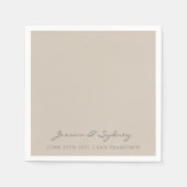 Minimalistisch Beige Taupe Script Wedding Custom Servet (Voorkant)