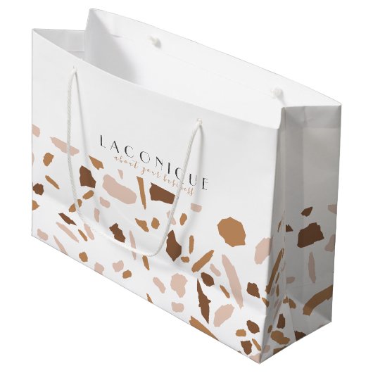 Minimalistisch beige Terrazzo-mozaïek Groot Cadeauzakje (Voorkant Gekanteld)