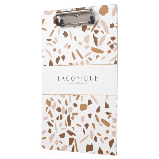 Minimalistisch beige Terrazzo-mozaïek Klembord (Links)