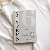 Minimalistisch Beige Zestien 16e Verjaardagsfeest Kaart