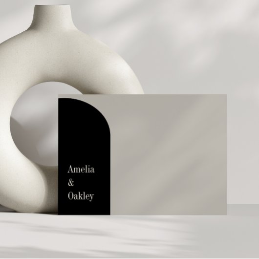 Minimalistisch Beige Zwart Elegante Boog Moderne B Bedankkaart
