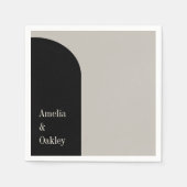 Minimalistisch Beige Zwart Elegante Boog Moderne B Servet (Voorkant)