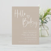 Minimalistisch Belige White Baby shower Uitnodigin Kaart (Staand voorkant)