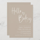 Minimalistisch Belige White Baby shower Uitnodigin Kaart (Voorkant / Achterkant)