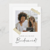 Minimalistisch Bent u mijn Bridesmaid-Kaart? Bedankkaart (Voorkant / Achterkant)