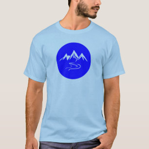 Minimalistisch berglandschap en kronkelende rivier t-shirt