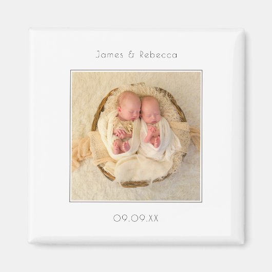 Minimalistisch bericht over de geboorte van Twins- Magneet (Voorkant)