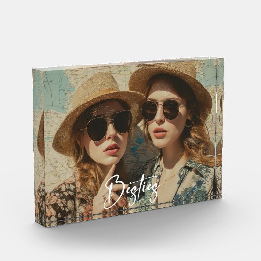 Minimalistisch Besties Vriendschap Eén fotoblok (Links)