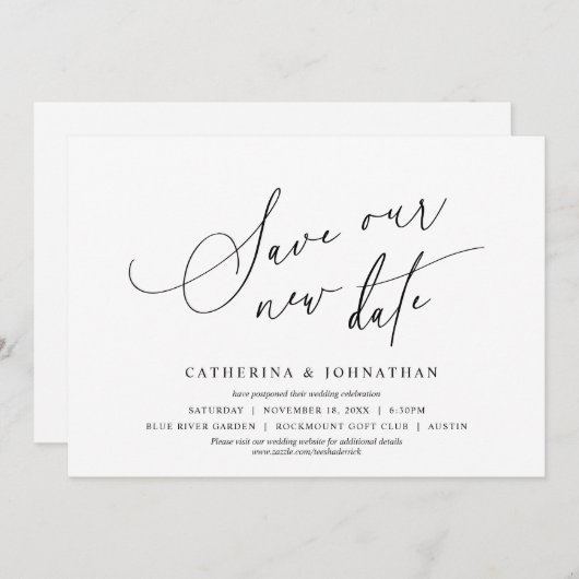 Minimalistisch, Bewaar onze nieuwe datum, Verander Kaart (Voorkant / Achterkant)