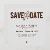 Minimalistisch bijtend hout bespaart de datumkaart save the date (Voorkant / Achterkant)