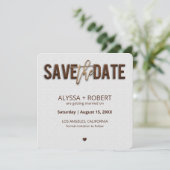 Minimalistisch bijtend hout bespaart de datumkaart save the date (Staand voorkant)