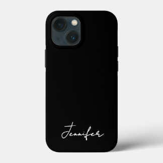 Minimalistisch Black Custom Name Signature Script iPhone 13 Mini Hoesje