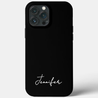 Minimalistisch Black Custom Name Signature Script iPhone 13 Pro Max Hoesje