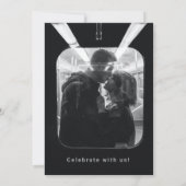 Minimalistisch Black Glitter Drip Weduwfoto Save The Date (Achterkant)