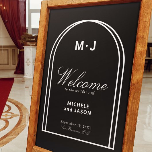 Minimalistisch Black White Chic Arch Welkomsthuwel Poster