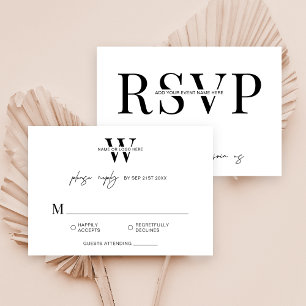 Minimalistisch Black & White Dinner Business Event RSVP Kaartje