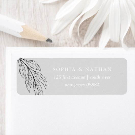 minimalistisch blad | Eenvoudige grijze bruiloft Etiket (Insitu)